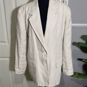 Vintage Light Cream Linen Blazer